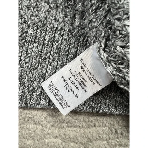 Time and Tru Sweater Womens Large Gray Long Sleeve Polyester Stretch Casual - Picture 11 of 13